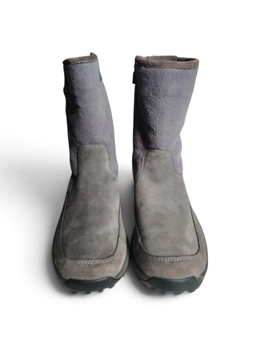 LL Bean Grey Suede/Fleece Pull On Mid Calf Insulated Snow Boots Women's Size 9